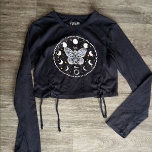 Cold Crush Black Celestial Butterfly Crop Top size L
